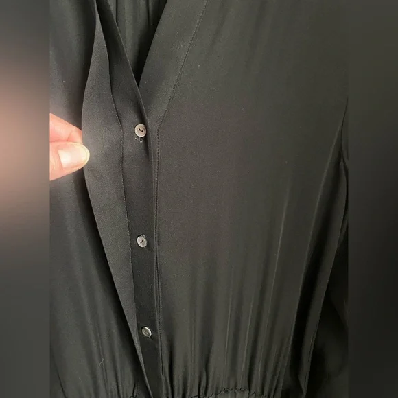 NILI LOTAN Henley Button Down Silk Dress Black Size Medium Luxury Minimalist - Picture 8 of 15